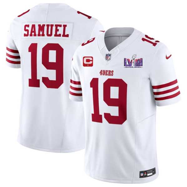 Men & Women & Youth San Francisco 49ers #19 Deebo Samuel White 2024 F.U.S.E. Super Bowl LVIII Patch And 1-star C Patch Vapor Untouchable Limited Jersey